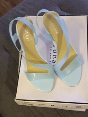 GUESS Mint Blue Slingback Heeled Sandals